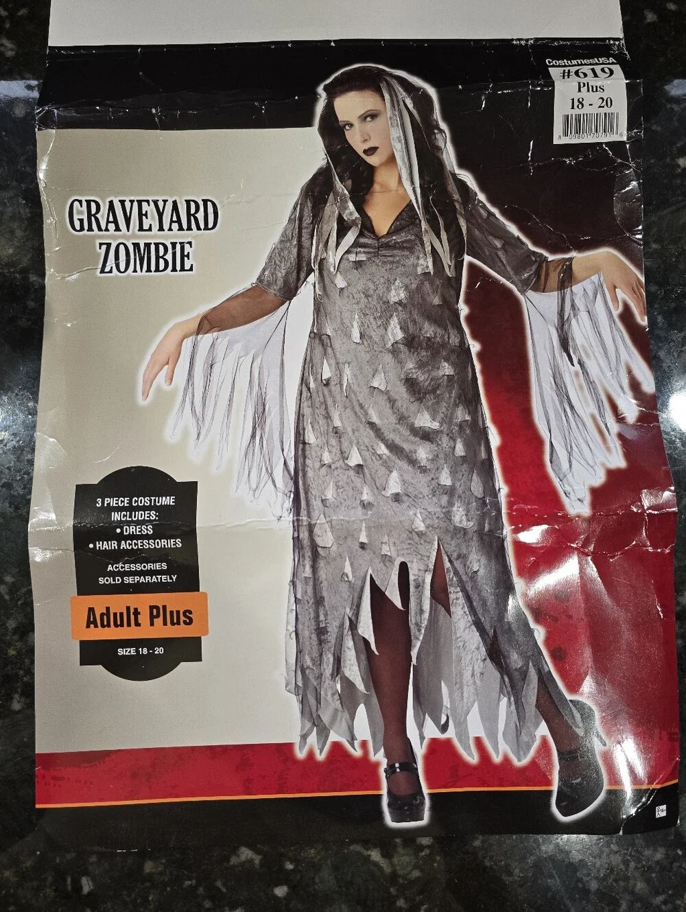 Graveyard Zombie Adult Plus Costume - Gray